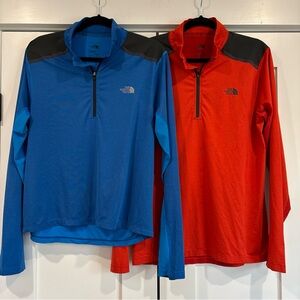 Lot Of 2 The North Face Long Sleeve Quarter Zip FlashDry XD Mens Medium